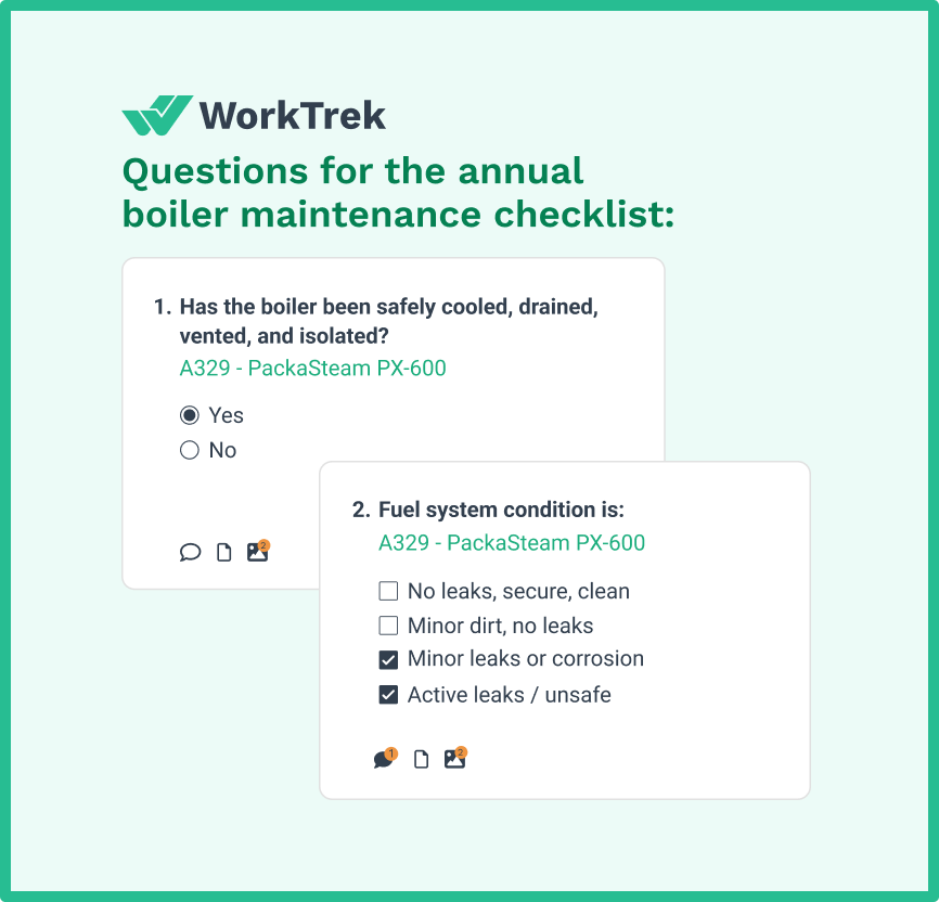 Annual boiler maintenance checklist questions