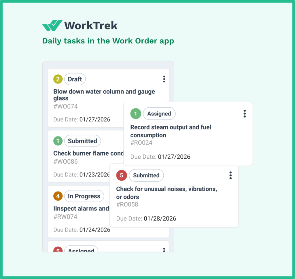 Daily tasks in the WorkTrek mobile app