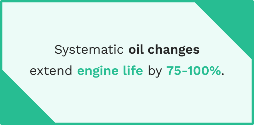 Data on the oil changes and the engine life expansion