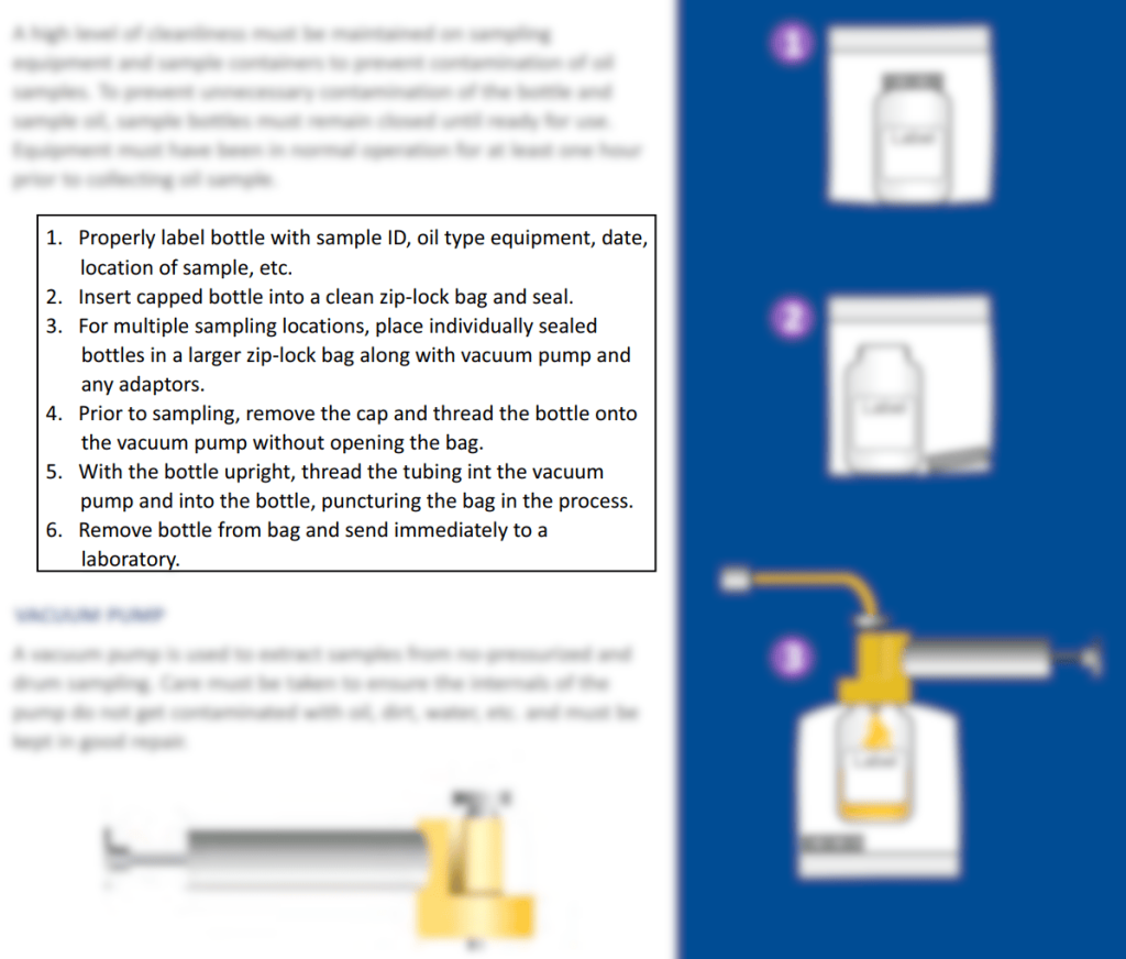 Step-by-step equipment sampling procedure visual guide