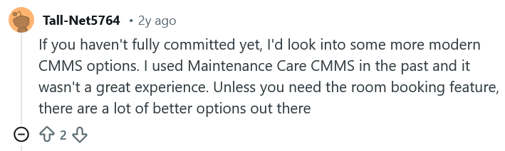 Maintenance Care user review on Reddit