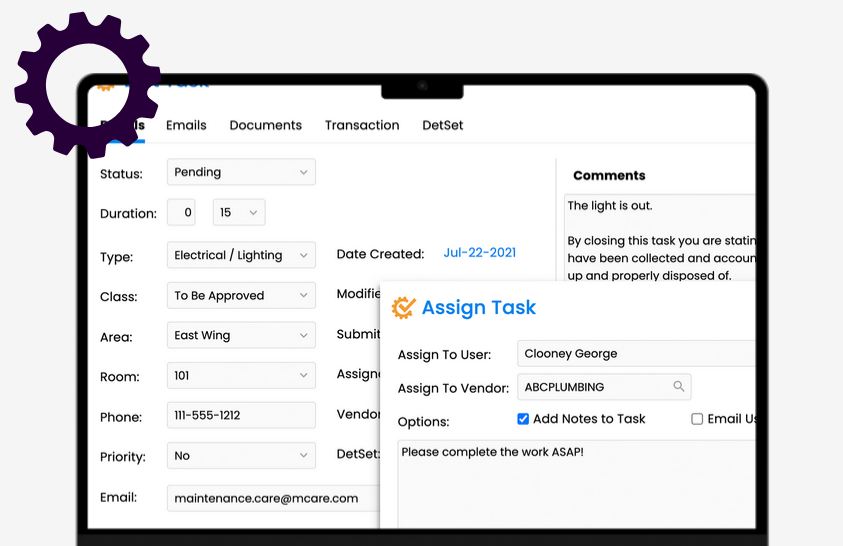 Maintenance Care dashboard