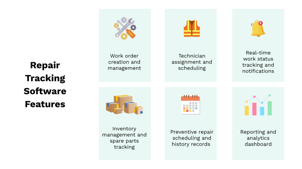 Repair tracking software features overview