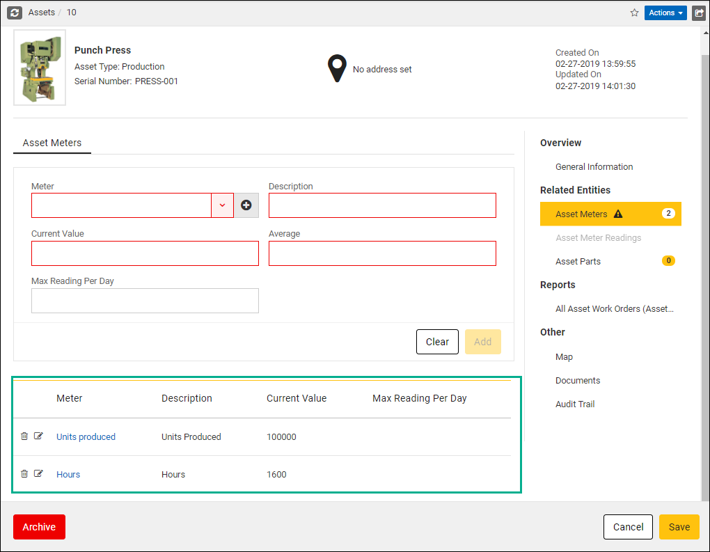 eMaint dashboard