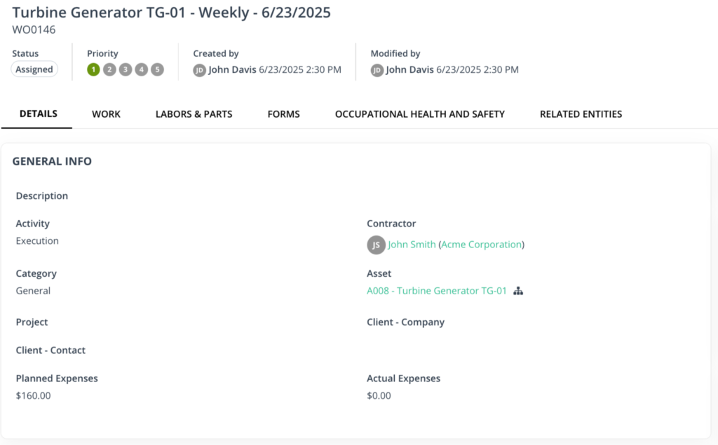 WorkTrek dashboard