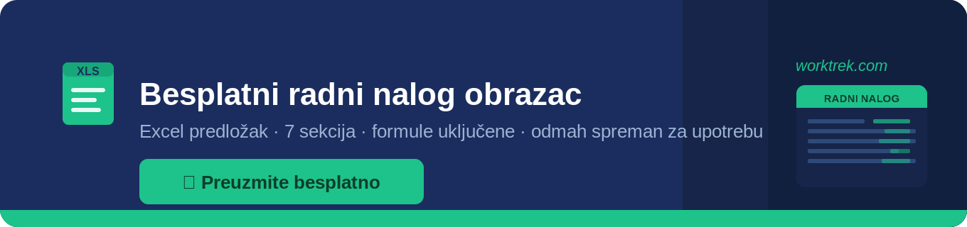 Preuzmite besplatni radni nalog obrazac u Excel formatu – WorkTrek