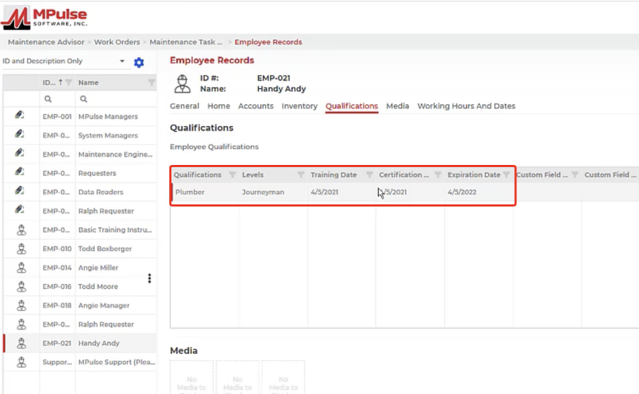 MPulse Software dashboard