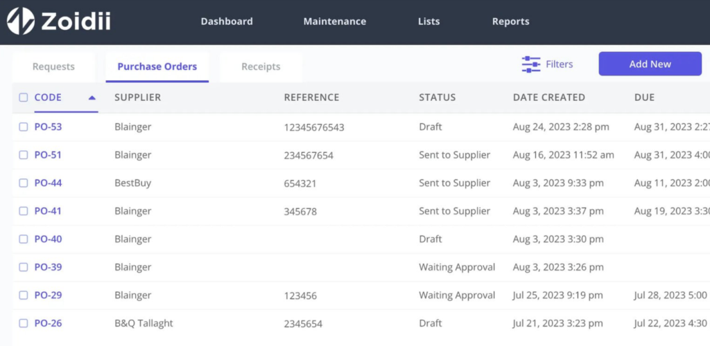 Zoidii dashboard