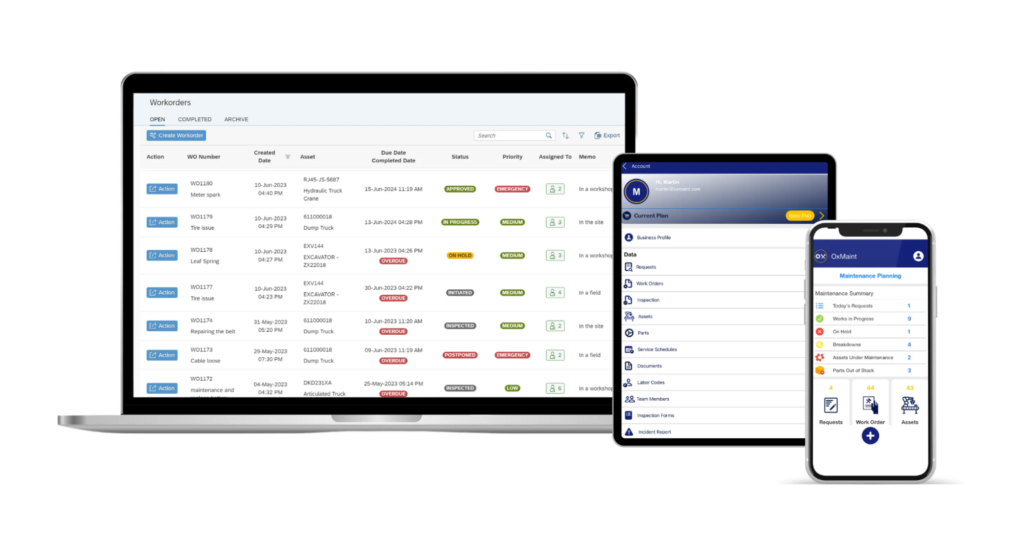 Oxmaint dashboard