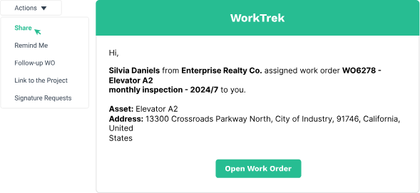 WorkTrek dashboard