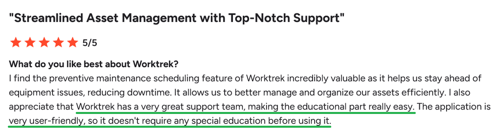 WorkTrek review on G2