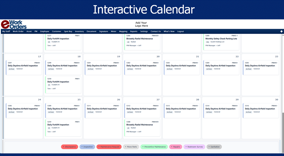 eWorkOrders dashboard