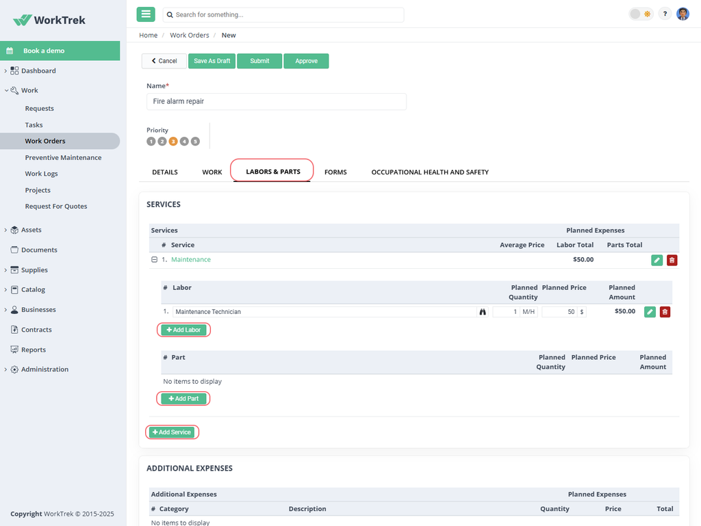 WorkTrek dashboard