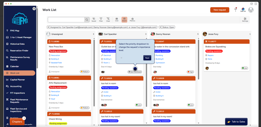 FMX dashboard