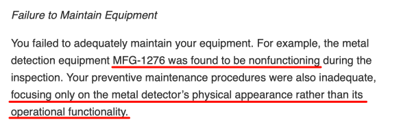 Maintenance failure example